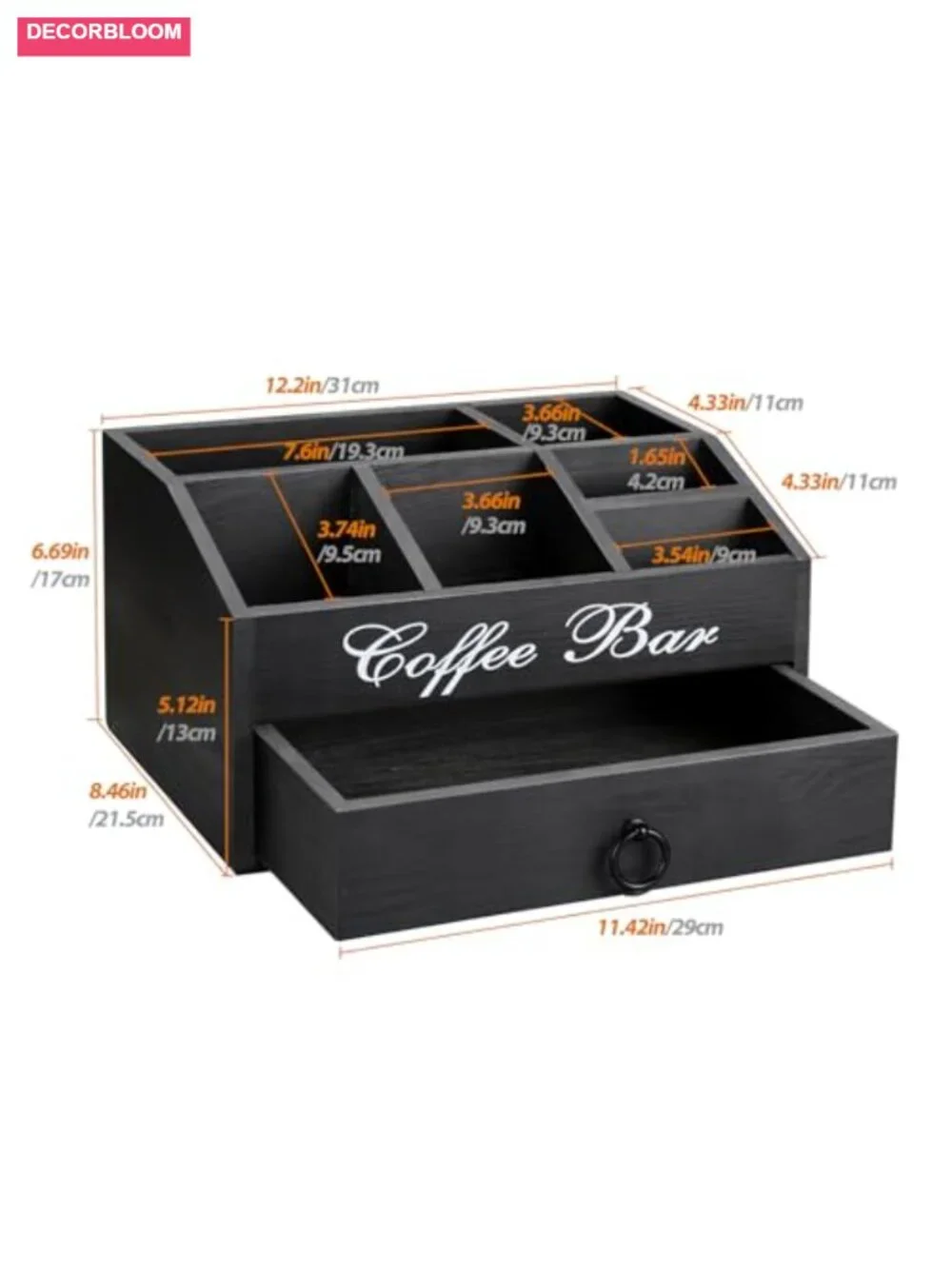Farmhouse Coffee Station Organizer Pods Holder with Drawer